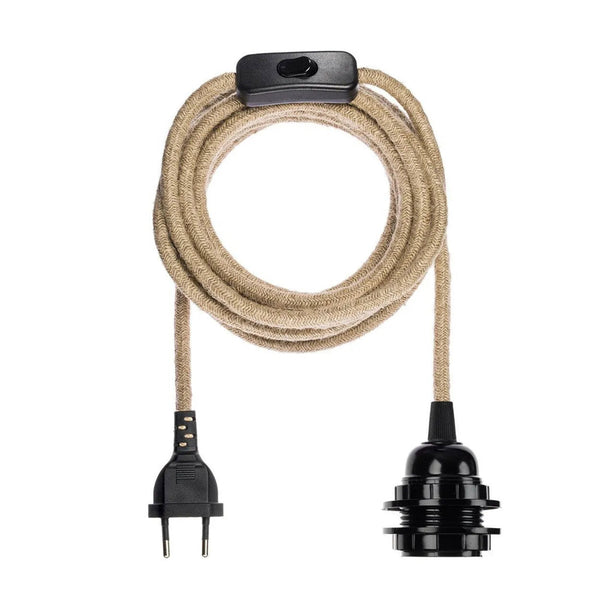 Fittinglampen Jute - Naturel Zwart