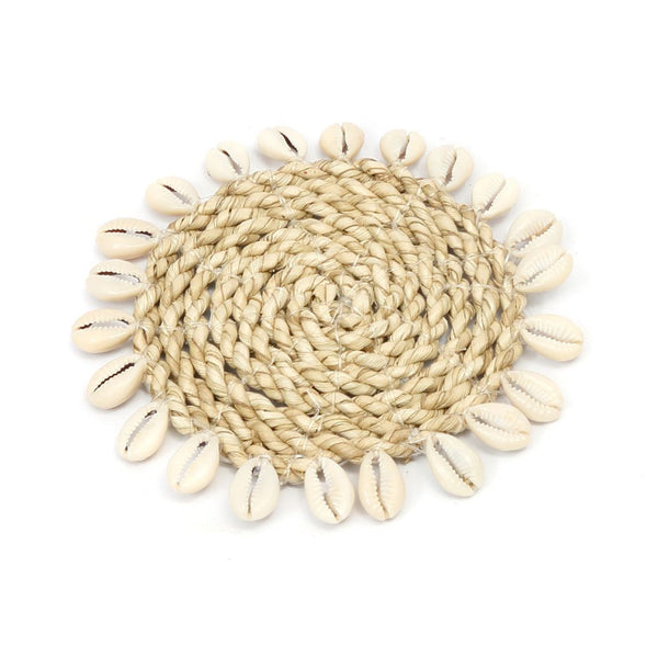 De Raffia Schelponderzetter - Naturel