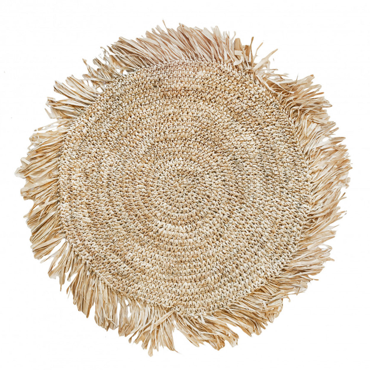 De Fringe Raffia Placemat Rond - Natuurlijk