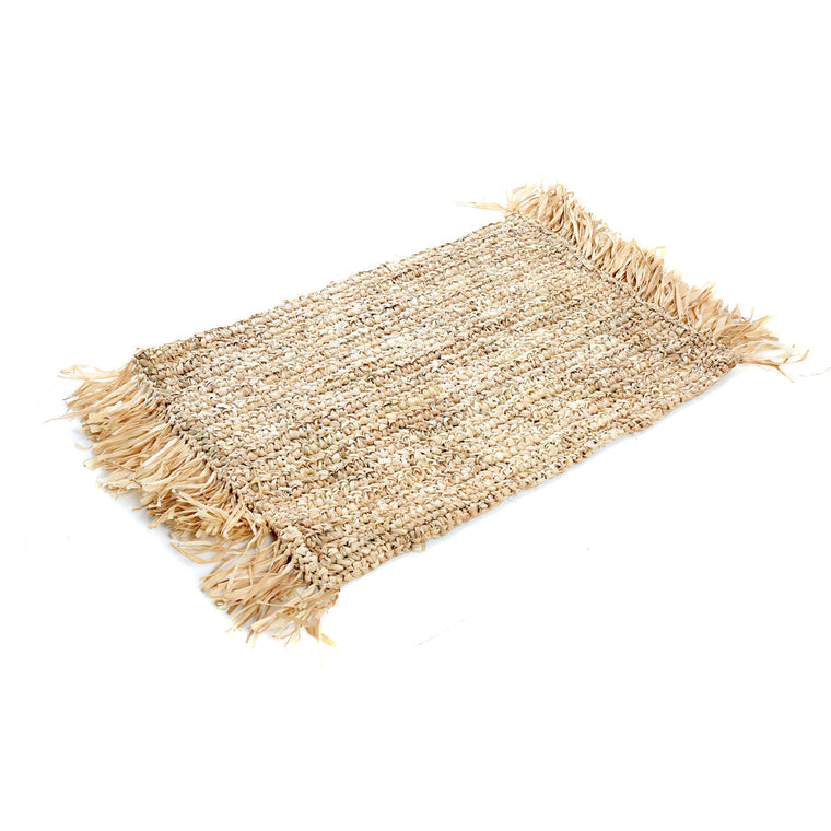 De Fringe Raffia Placemat Rechthoekig - Natuurlijk