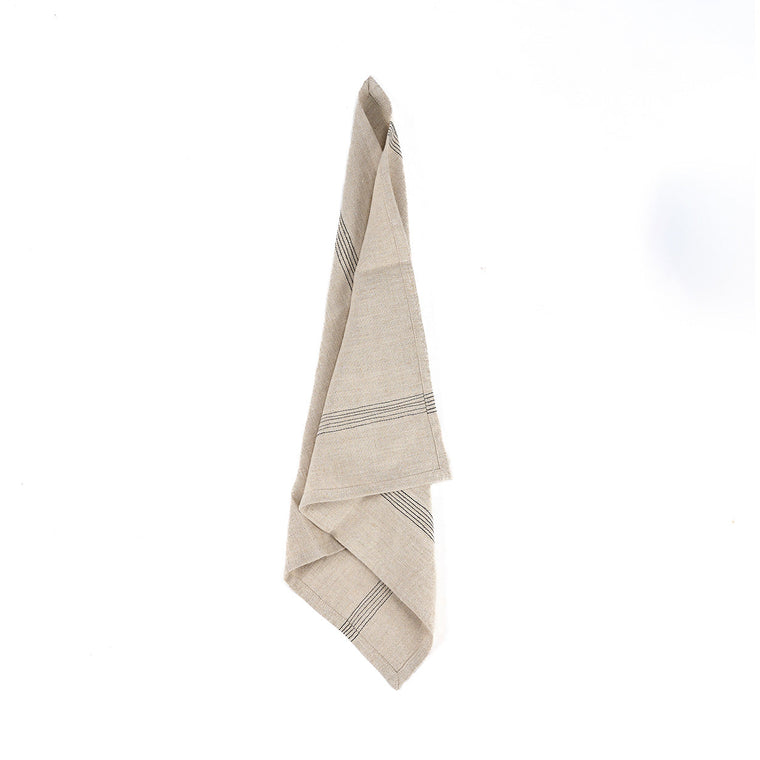 La serviette en lin Biscuit - Noir naturel - 45x45