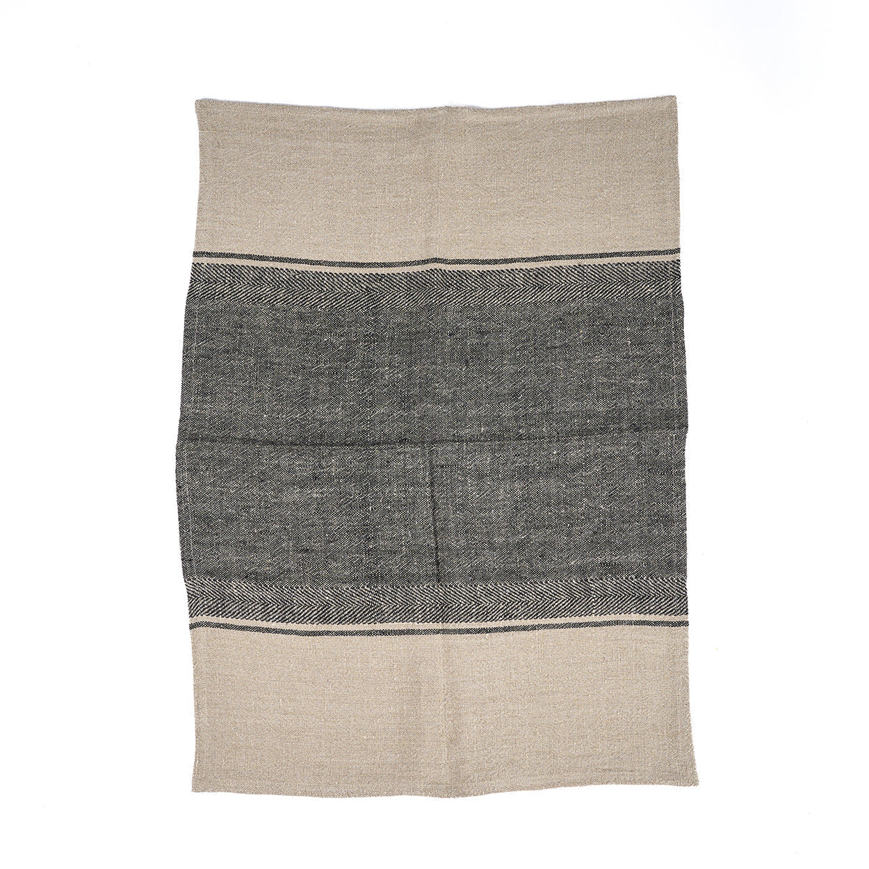 De Linnen Moody Keukenhanddoek - Naturel Zwart - 50x70