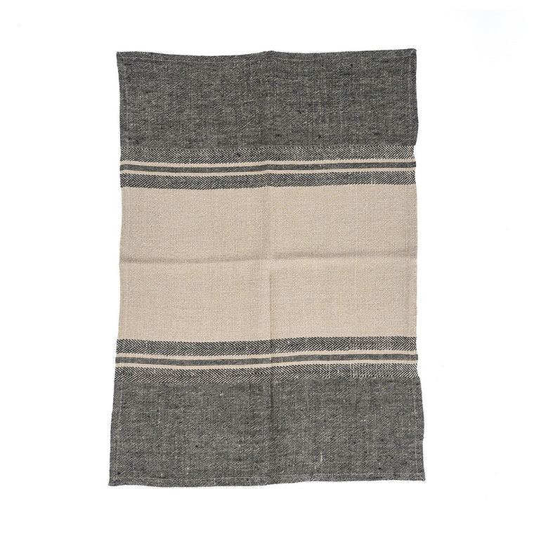 Linge de Cuisine Lin Dash - Noir Naturel - 50x70