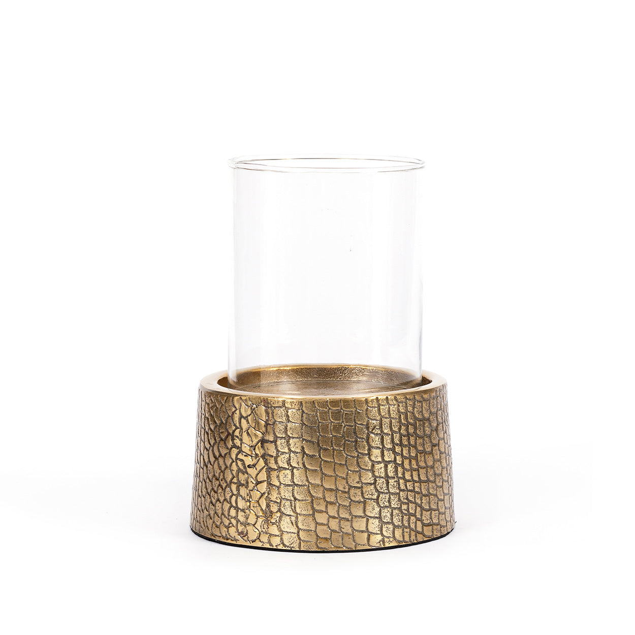 De Krokodil Kandelaar met Glas - Messing - L