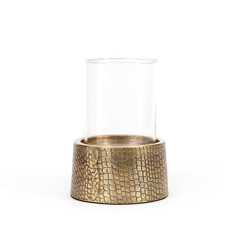 De Krokodil Kandelaar met Glas - Messing - L