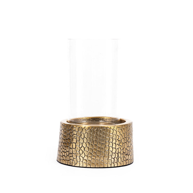 De Krokodil Kandelaar met Glas - Messing - M