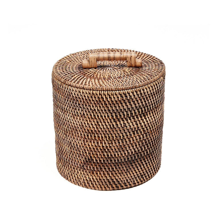La poubelle basse en rotin – Marron naturel