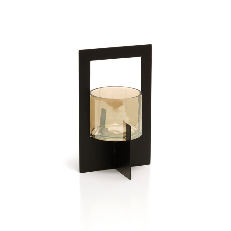 De Hurricane Waxinelichthouder met Frame - Zwart - L