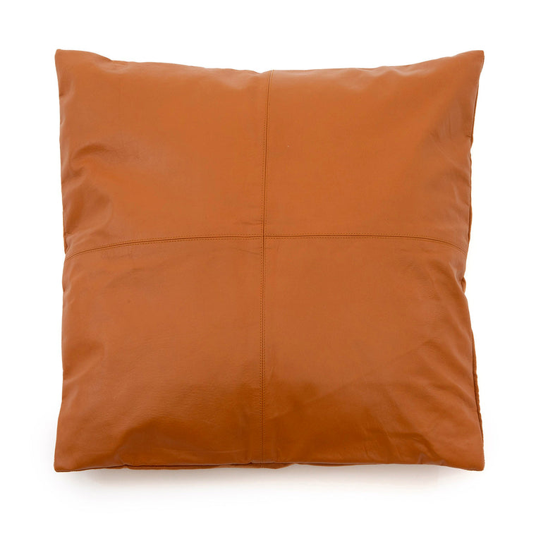 De Vierkante Leren Kussenhoes - Camel - 60x60
