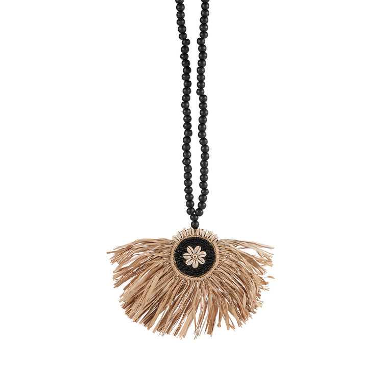The Raffia Mahkota Tassel - Natural Black