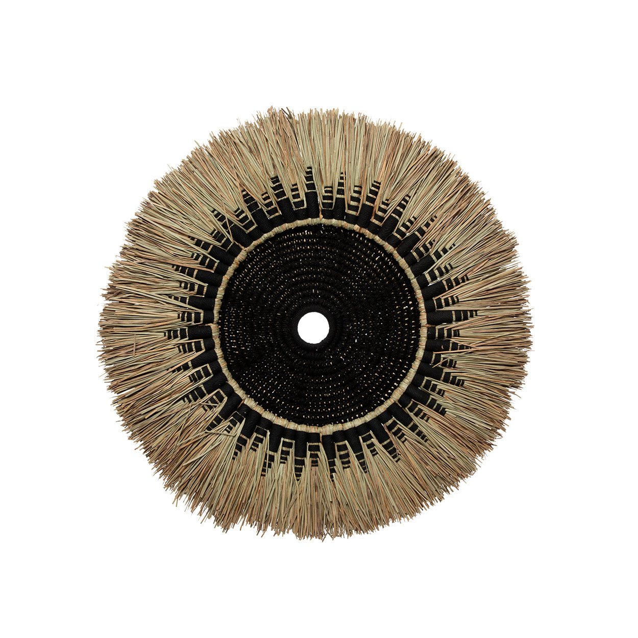 De Raffia Macramé Wanddecoratie - Zwart Natuurlijk