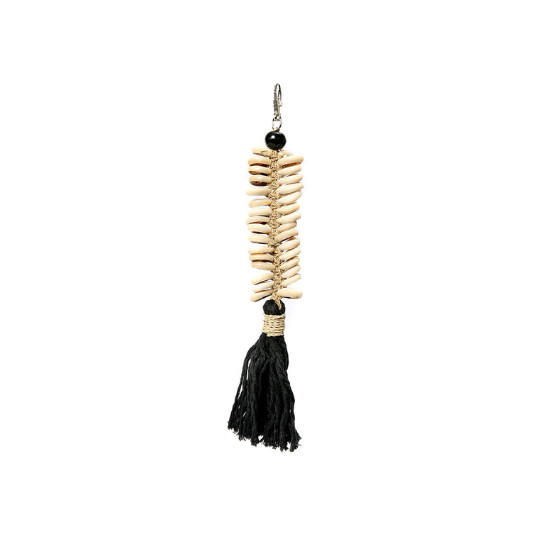 De Macramé Visgraat Sleutelhanger - Zwart