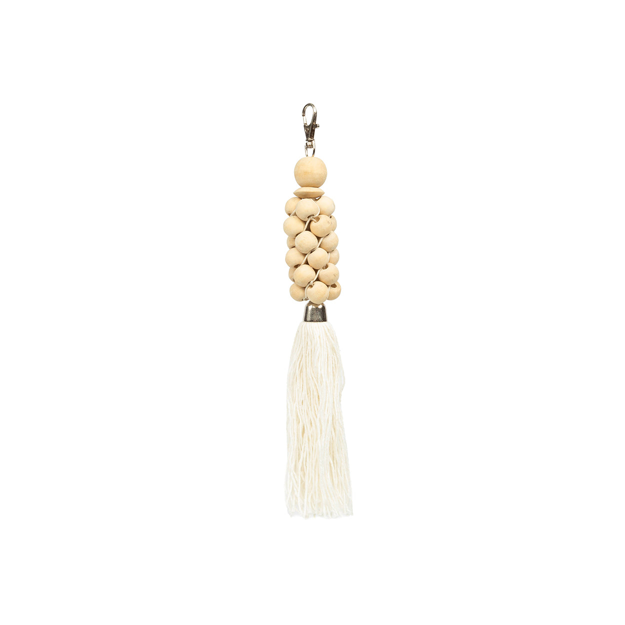 De Houten Kralen Sleutelhanger - Naturel Wit