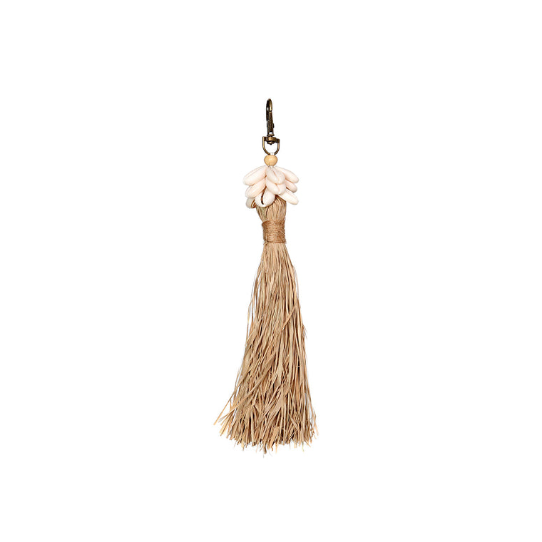 De Raffia Kauri Schelp Sleutelhanger