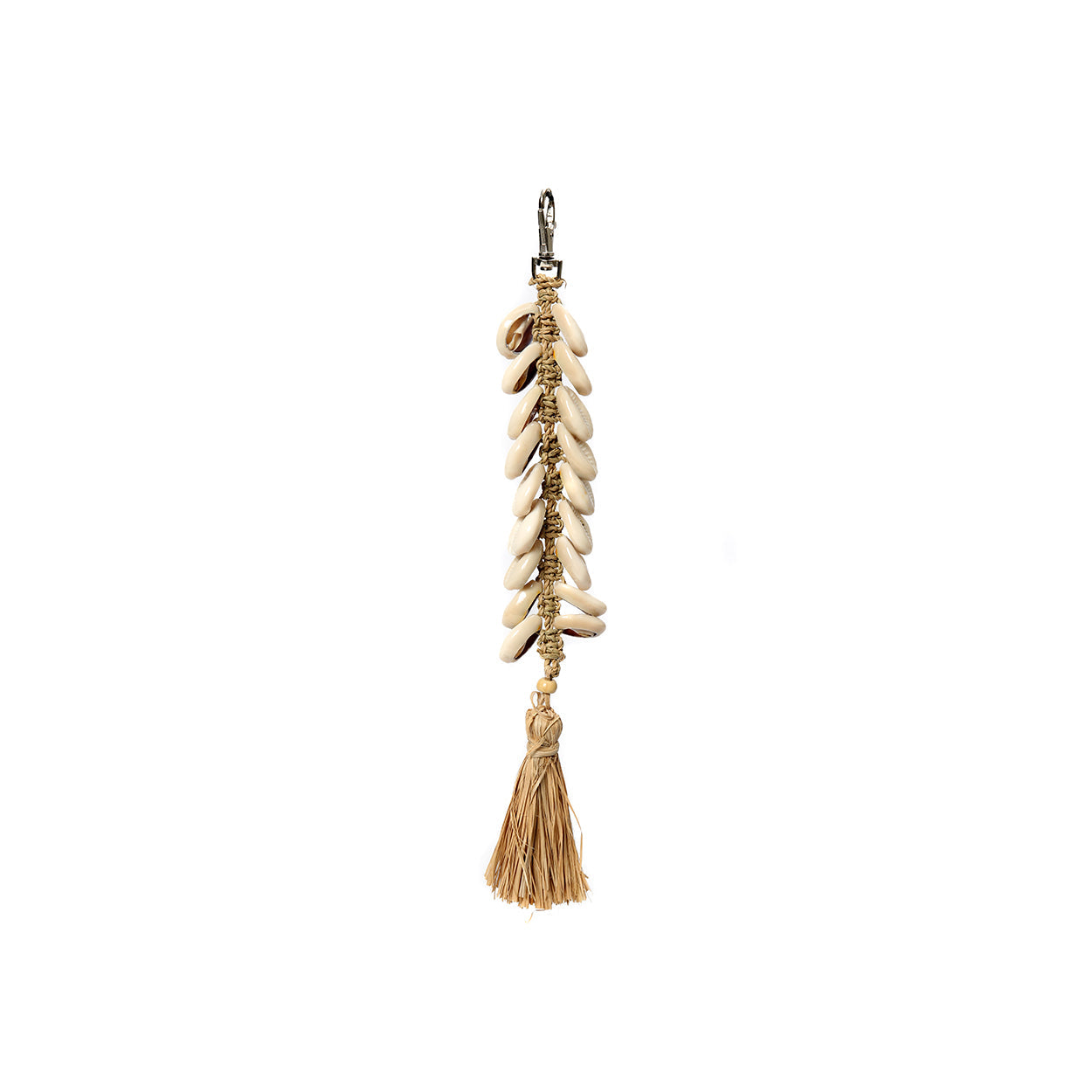 De Raffia Visgraat Sleutelhanger - Naturel Wit
