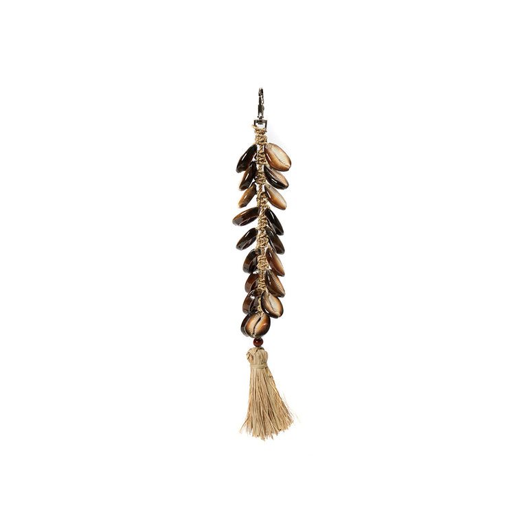 De Raffia Visgraat Sleutelhanger - Naturel Zwart
