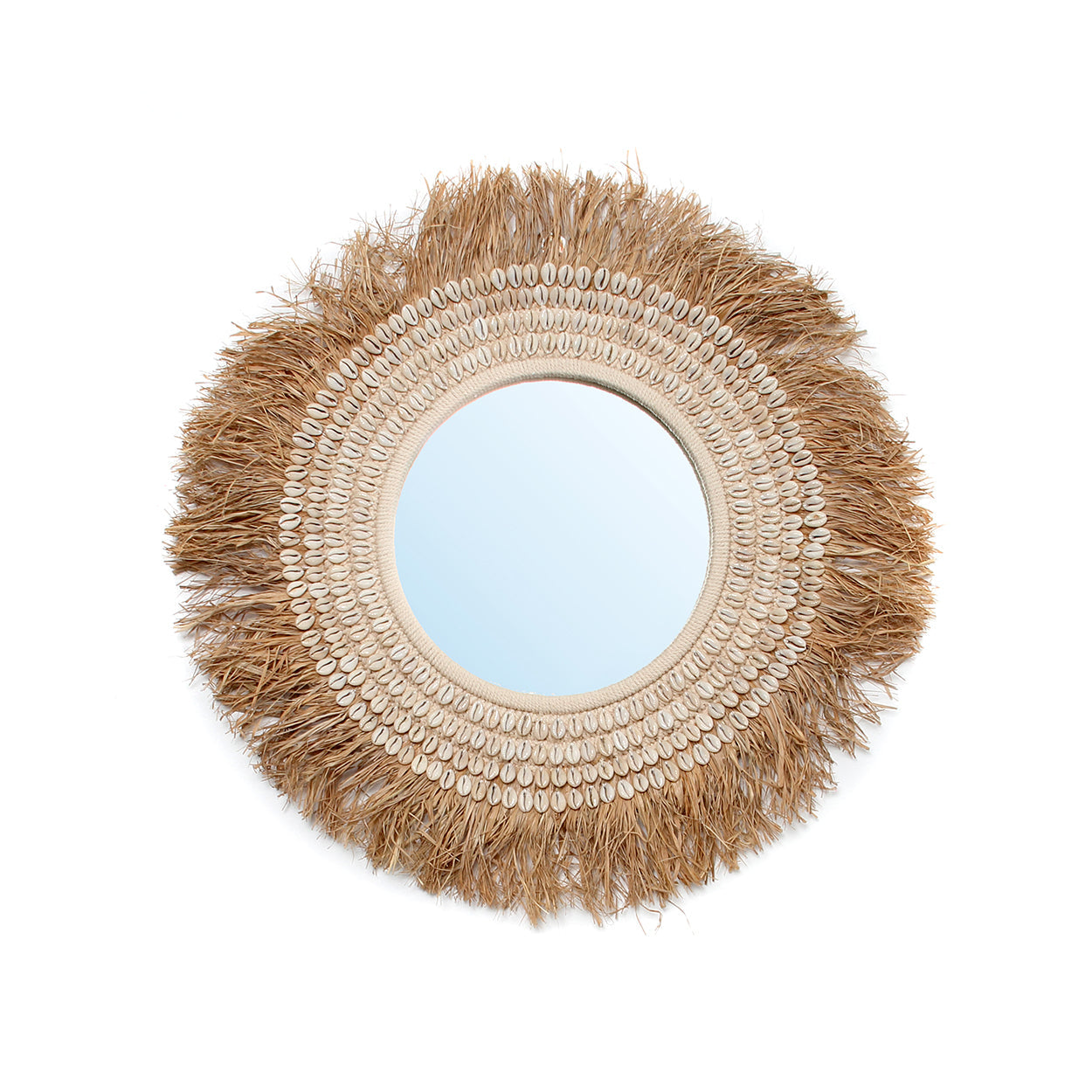 De Raffia Kauri Spiegel - Natuurlijk Wit