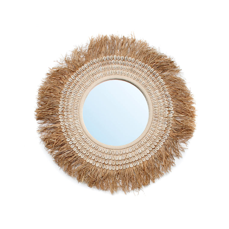 De Raffia Kauri Spiegel - Natuurlijk Wit