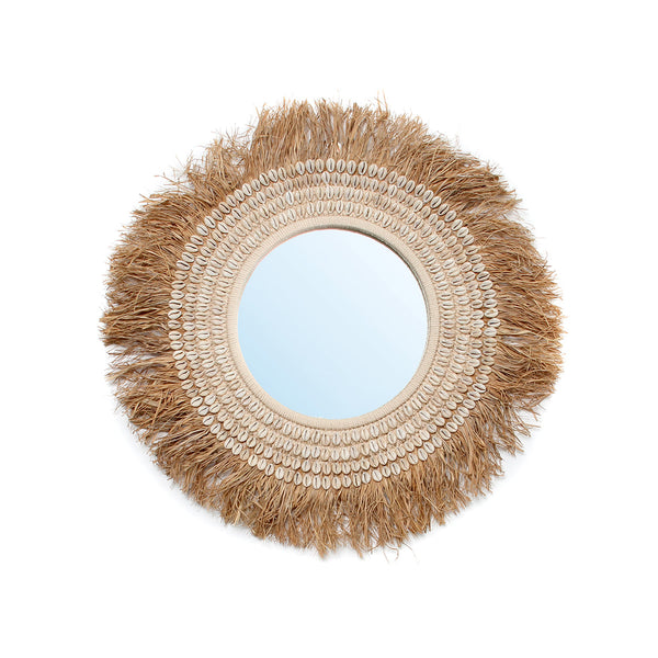 De Raffia Kauri Spiegel - Natuurlijk Wit