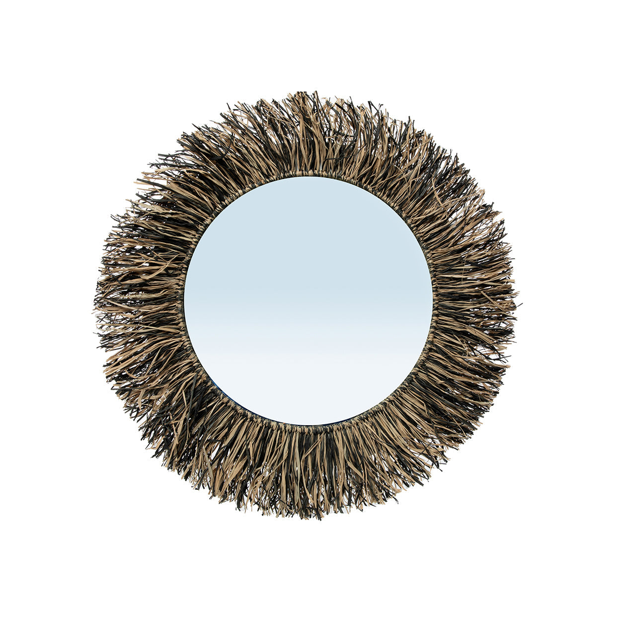 The Raffia Fringe Mirror - Natural Black - L