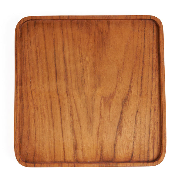 De Teak Vierkante Schaal - Naturel - M