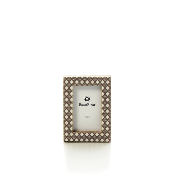 Le cadre Diamond Cut – Blanc Marron – 13x18