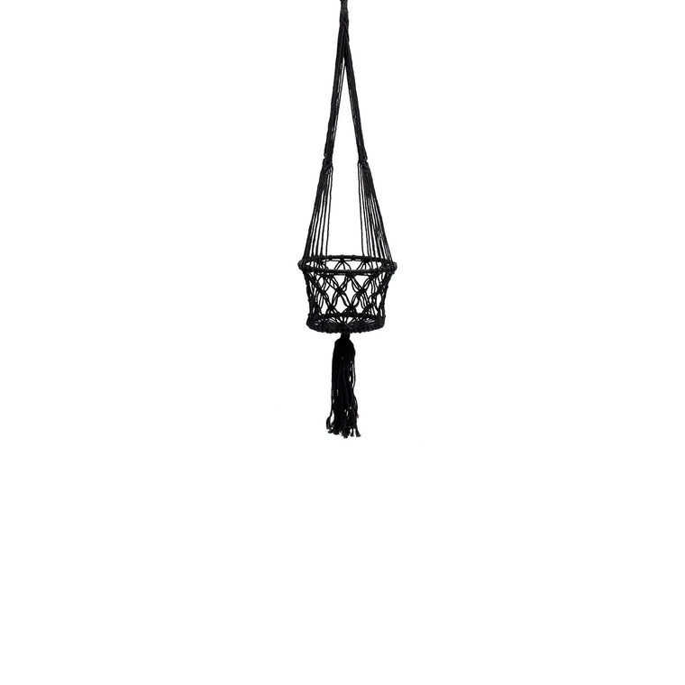 De Macramé Plantenhanger - Zwart - S