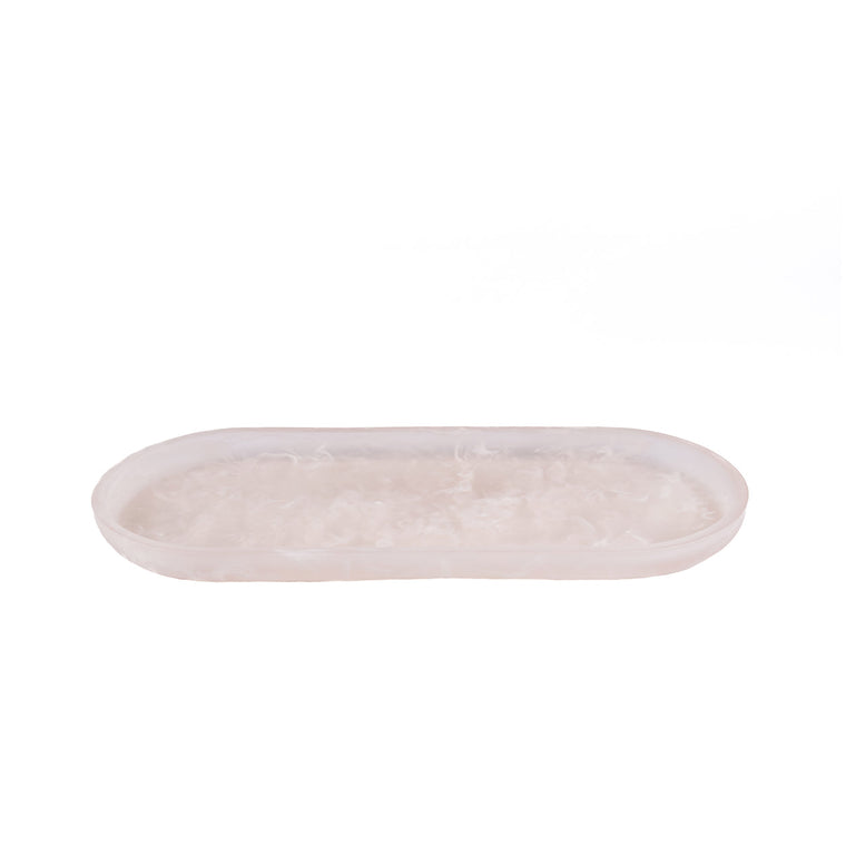 De Resin Ovale Schaal - Roze Wit