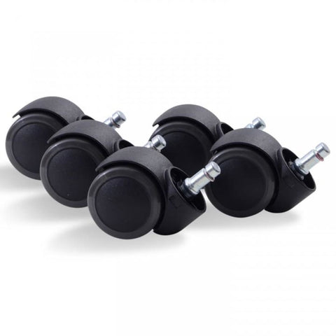 5x Workliving Bureaustoelwielen Geruisloos 11x50mm - Zachte Wielen - Harde Vloeren - Onberemd