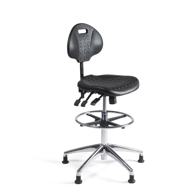 Chaise de travail Workliving Werkstoel PU Haute - Base en aluminium - Embouts de protection - (N)EN 1335 - Repose-pieds - Chaise de bar - Chaise de caisse