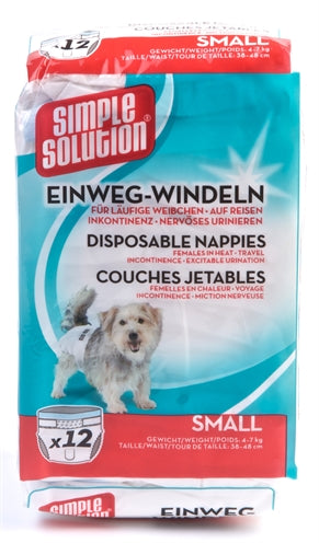 Simple Solution Couches Jetables pour Chiens Petites 12 pcs 38-48 cm