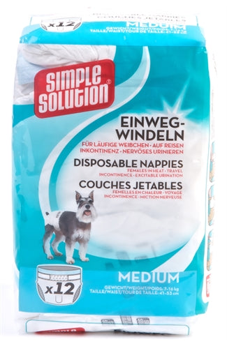 SIMPLE SOLUTION Couches jetables pour chiens Taille M 12 pièces 41-53 cm