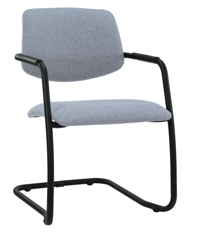 Workliving Meeting Chair X5 - Sled Base - Fenice 351 Soft Blue Wool Felt - Black Frame