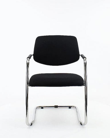 Workliving Meeting Chair X5 - Sled Base - Fenice 351 Soft Blue Wool Felt - Black Frame