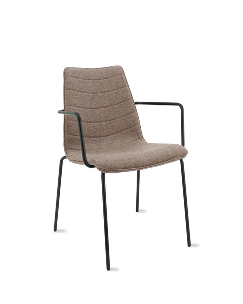 Chaise de salle à manger / de réunion Workliving Verona - Avec accoudoirs - Feutre de laine Fenice 511 marron clair - cadre noir