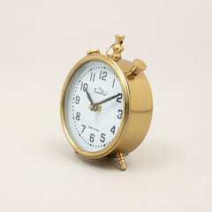 Vintage Gold Alarm Table Clock with Classic White Dial