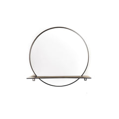 Spiegel - Rond - Metaal - Met Plankje - Zwart - Ø 40 cm