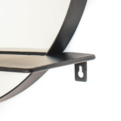 Spiegel - Rond - Metaal - Met Plankje - Zwart - Ø 40 cm