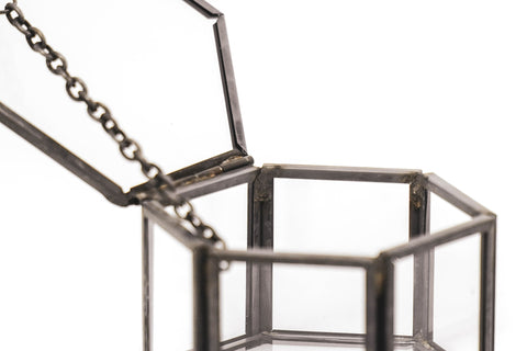 Boîte de rangement - Hexagonale - Métal/Verre - Noir - 6 x 5,5 x 3,5 cm