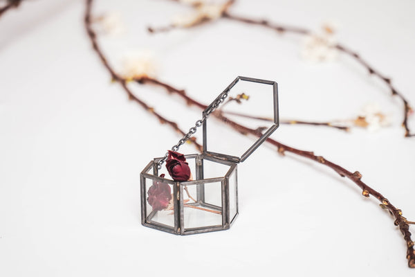Boîte de rangement - Hexagonale - Métal/Verre - Noir - 6 x 5,5 x 3,5 cm