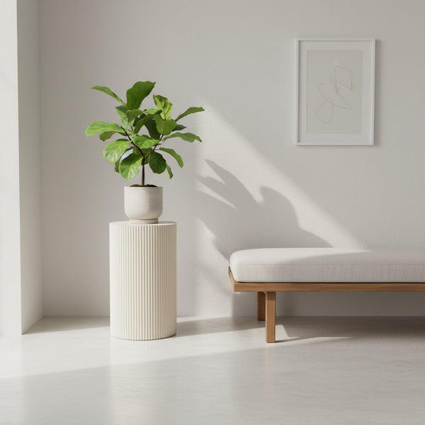 Bijzettafel / Zuil - Cilindrisch - MDF - Zand - 30 x 54 cm