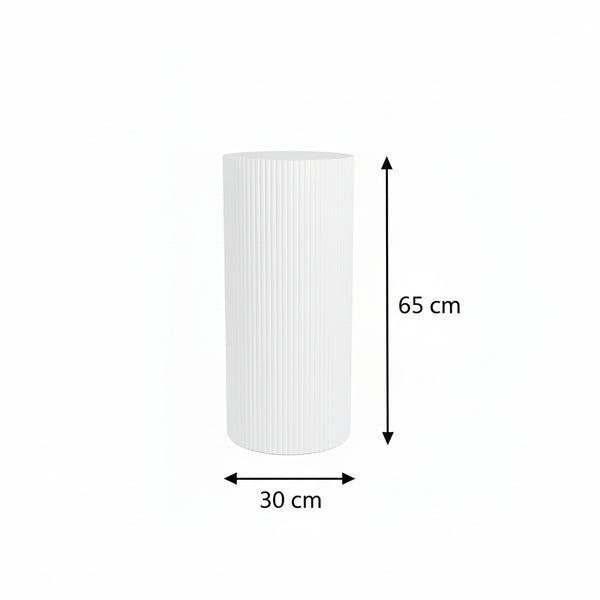 Bijzettafel / Zuil - Cilinder - MDF - Wit - 30 x 65 cm