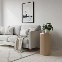Bijzettafel / Sokkel - Cilinder - MDF - Zand - 30 x 65 cm