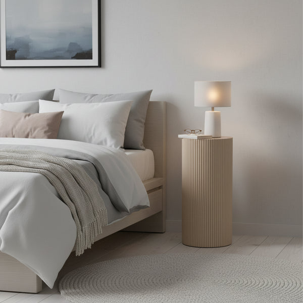 Bijzettafel / Sokkel - Cilinder - MDF - Zand - 30 x 65 cm