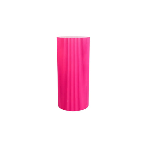 Side table / Pillar - Cylinder - MDF - Neon Pink - 30 x 65 cm