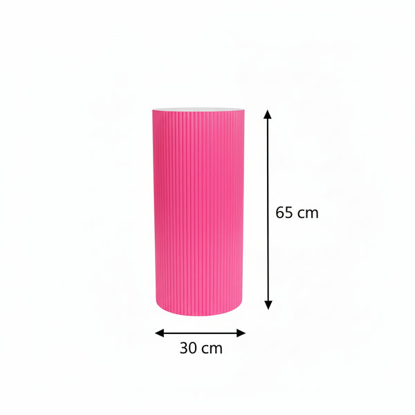Bijzettafel / Sokkel - Cilinder - MDF - Neonroze - 30 x 65 cm