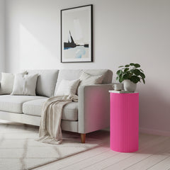 Bijzettafel / Sokkel - Cilinder - MDF - Neonroze - 30 x 65 cm