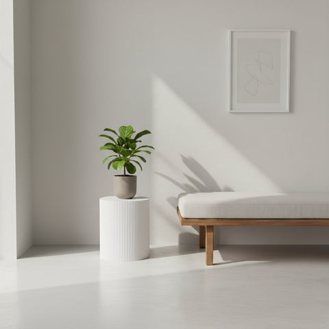 Side table - cylindrical - MDF - white - 39 x 45 cm