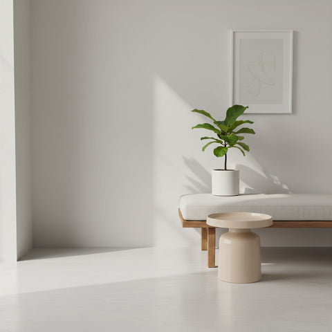 Bijzettafel - Cilindervormig - MDF - Zand - 39 x 45 cm
