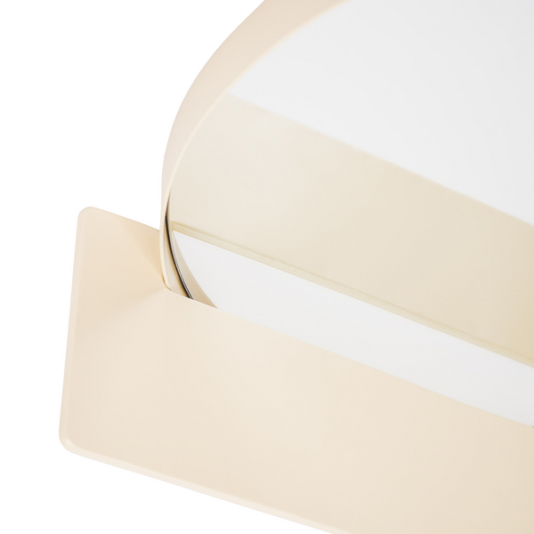 Miroir rond en métal avec étagère - Sable - Ø40 cm